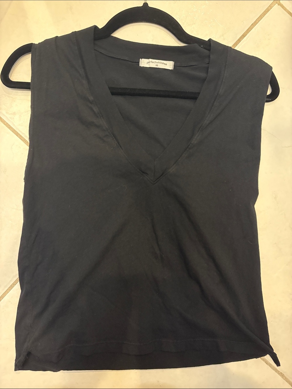 perfectwhitetee Black V-Neck Sleeveless Tank Top